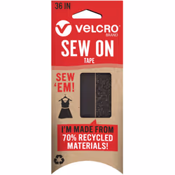 VELcRO Brand EcO collection Sew On Tape 36in x 34in  Sustainable 70 Recycled Materials  Durable and Washable  Black