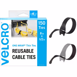VELCRO Brand 150pk Cable Ties Value Pack | Replace Zip Ties with Reusable Straps Reduce Waste | For Wire Management and Cord ...