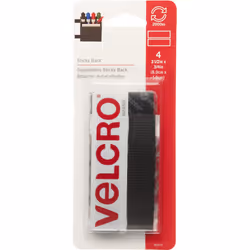 VELCRO(R) Brand Sticky Back Tape .75"X3.5" 4/Pkg-Black 90075