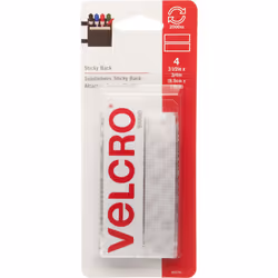 VELCRO(R) Brand Sticky Back Tape .75"X3.5" 4/Pkg-White 90076
