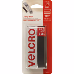 VELCRO(R) Brand Sticky Back Strips 3.5" 10/Pkg-Black 90161