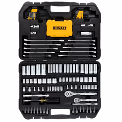 DEWALT 142 Piece Mechanics Tool Set  1/4 Inch and 3/8 Inch Drive  SAE and Metric (DWMT45425)