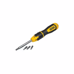 Stanley Tools 3 Inch Multi-Bit Ratcheting Screwdriver  10 Bits  Black/yellow