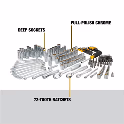 DEWALT Mechanics Tool Set  1/4"""" & 3/8"""" & 1/2"""" Drive  SAE/Metric  205-piece (DWMT81534)
