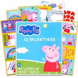 Peppa Pig Classroom Valentines Cards for Boys and Girls - 32 Peppa Pig Valentines Day Cards with Stickers for Kids Plus Stick ...