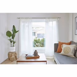 Command 10 lb Satin Nickel Curtain Rod Hooks  2 Hooks and 4 Command Strips  Damage Free Curtain Hooks for Hanging Curtain Rods with Adhesive Strips  N