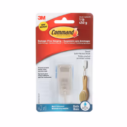 Command Small Bathroom Hook, Satin Nickel, Damage-Free