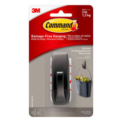 Command Medium Modern Reflections Metal Hook  Holds up to 5 lb  Oil Rubbed Bronze  1 Wall Hook with 2 Command Strips  Damage Free Hanging Hooks for Ha