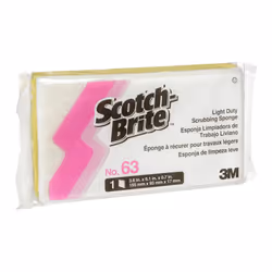 Scotch-Brite Light Duty Scrubbing Sponge 63, 6.1 in x 3.6 in x 0.7 in, 20/Case