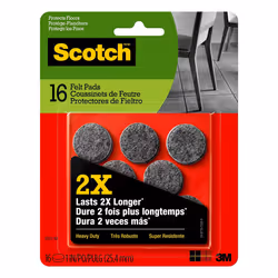 3M 236669 1 in. Round Heavy Duty Felt Care Pads44; Gray - 16 Count