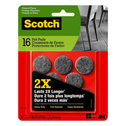 3M 236669 1 in. Round Heavy Duty Felt Care Pads44; Gray - 16 Count