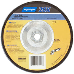 Norton 20X High Performance Abrasive Flap Disc  Type 27  Threaded Hole  Fiberglass Backing  Zirconia Alumina  4-1/2"""" Dia.  60 Grit (Pack of 1)