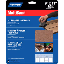 9"""" x 11"""" Norton 47740 MultiSand All Purpose Sanding Sheet 80-Grit Handy-Pack