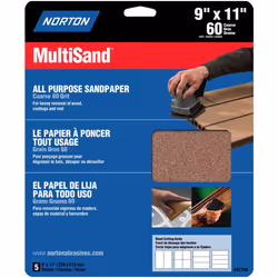 Norton 47750 Multisand Sandpaper 60 Grit 9-Inch x 11-Inch 3-Pack