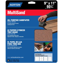 Norton 47750 Multisand Sandpaper 60 Grit  9-Inch x 11-Inch  3-Pack