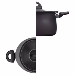 Bialetti Oval Aluminum 55 Quart Pasta Pot with Strainer Lid, Nonstick, Black