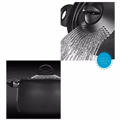 Bialetti Oval Aluminum 55 Quart Pasta Pot with Strainer Lid, Nonstick, Black