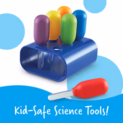 Jumbo Colorful Eyedroppers - Set of 6 with Stand, Ages 3+, Science Class Tools, Preschool Science, Sensory Accessories, Droppers for Kids, Back to