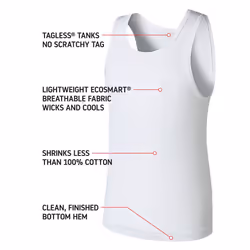 Hanes Boys' Tank Undershirt  EcoSmart Cotton Shirt  Multiple Packs Available  White-10  X-Large