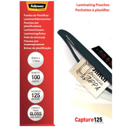 Fellowes Glossy 125 Micron Card Laminating Pouch - 83x113mm