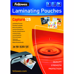 Fellowes ImageLast A5 125 Micron Laminating Pouch - 100 pack, Transparent, Plastic, A5, 216 mm, 1 mm, 160 mm