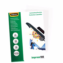 Fellowes A3 Glossy 100 Micron Laminating Pouch - 100 pack