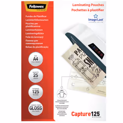 Fellowes ImageLast A4 125 Micron Laminating Pouch - 25 pack, Transparent, Glossy, A4, 0.125 mm, 310 mm, 214 mm
