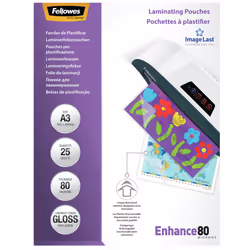 Fellowes ImageLast A3 80 Micron Laminating Pouch - 25 pack, Transparent, Glossy, A3, 0.08 mm, 430 mm, 1 mm