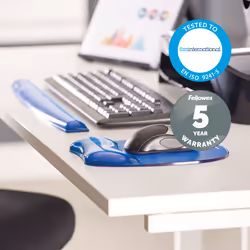 Fellowes Mouse Mat Wrist Support - Crystals Gel Mouse Pad with Non Slip Rubber Base - Ergonomic Mouse Mat for Computer, Laptop, Home Office Use - Compatible with Laser and Optical Mice - Blue - Additional view 4