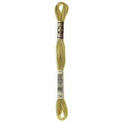 DMC 117-734 Six Strand Embroidery Cotton Floss Light Olive Green 8.7-Yard
