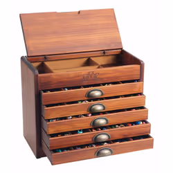 DMC Wooden Collectors Box includes one each of all 500 Stranded Cotton Threads