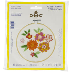 DMC Stitch Kit 6" Diameter-Japanese Flowers (14 Count) BKL-1913