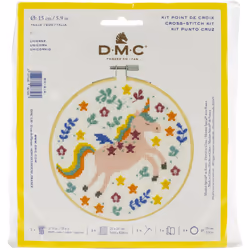 DMC Stitch Kit 6" Diameter-Unicorn (14 Count) BKL-1916
