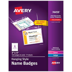 Avery 74459 identity badge/badge holder Plastic 100 pc(s)
