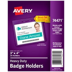 Avery 74471 identity badge/badge holder Polyvinyl chloride (PVC) 25 pc(s)