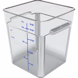 CARLISLE Squares Polycarbonate Food Storage Container 18 qt - Clear, Container, Square, 19.4 L, Transparent, Polycarbonate, - ...