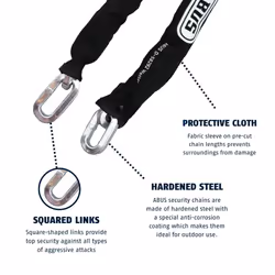ABUS Hardened Steel 10 Foot x 3/8"" Thick Square Security Chain for Bi