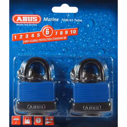 ABUS 70IB/45 KA Solid Brass Weatherproof Padlock Keyed Alike Blue Pack of KA x 2