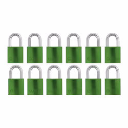 ABUS Green 72/40 Lockout Tagout Padlock w/ 1"" Shackle  12 Pack  Keyed