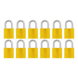 ABUS Yellow 72/40 Lockout Tagout Padlock w/ 1"" Shackle  12 Pack  Keye