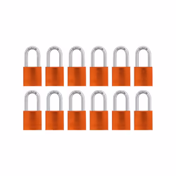 ABUS Orange 72/40HB40 Lockout Tagout Padlock w/ 1.5" Shackle, 12 Pack, Keyed Alike, 12 Padlocks with 24 Keys