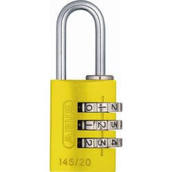 ABUS 145/20 C 20mm Body 3 Dial Resettable Combination Padlock  Yellow