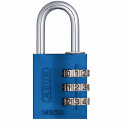 ABUS 145/30 C Aluminum Resettable Combination Padlock  3 Dial  Blue