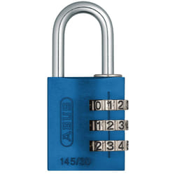 ABUS 145/30 C Aluminum Resettable Combination Padlock  3 Dial  Blue