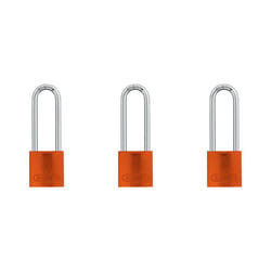 ABUS 72/40HB75 KA Aluminum Safety Padlock Keyed Alike with Long 3"""" Shackle  Yellow  Pack of KA x 3