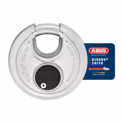 ABUS Diskus 20/70 Heavy Duty Stainless Steel Disk Padlock - Rustproof Circle Storage Lock with 3/8 Shackle - Made in Germany ...