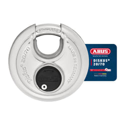 ABUS Diskus 20/70 Heavy Duty Stainless Steel Disk Padlock - Rustproof Circle Storage Lock with 3/8 Shackle - Made in Germany - Keyed Alike