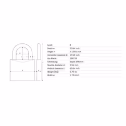 ABUS 83/45-300 S2 Schlage 45mm All Weather Solid Brass Rekeyable Padlock with 1"""" Shackle  Zero-Bitted