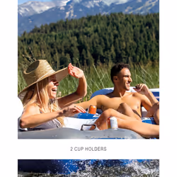 Intex 58837EP River Run 2 Inflatable Floating Lounge: Comfortable Backrests - Built-in Cup Holders - Cooler with Lid - 2 Person - 440lb Weight Capacit