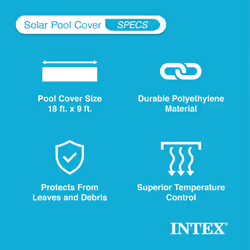 Intex Solar Pool Cover for 18' x 9' Rectangular Frame Outdoor Swimming